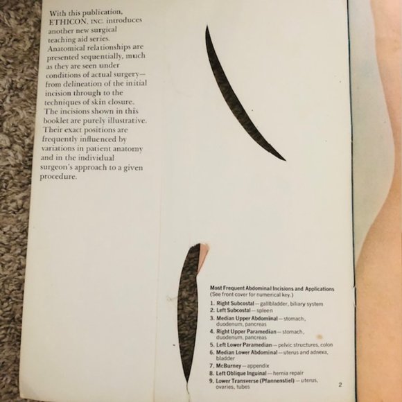 Vintage Medical Ephemera -Ethicon The Abdomen- Layers of Abdomen - Stitches 1968 - Picture 3 of 14